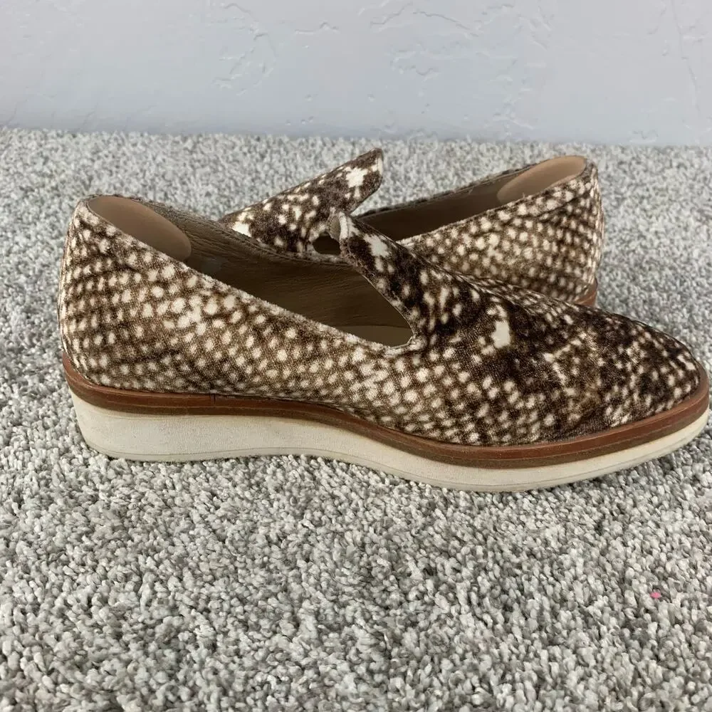 Free People Loafer Womens Size 8.5 Brown Snake Print Velvet Platform